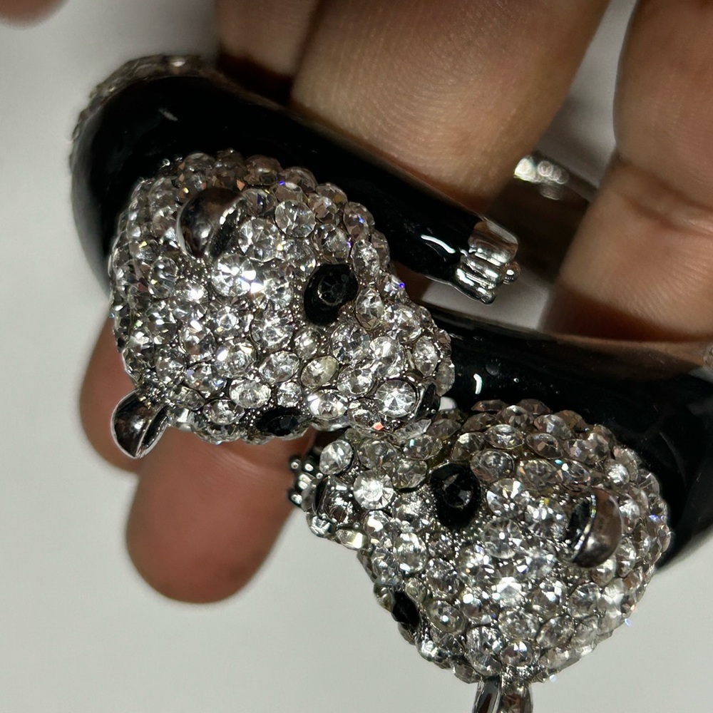 Black and Silver Crystal Panda Bracelet